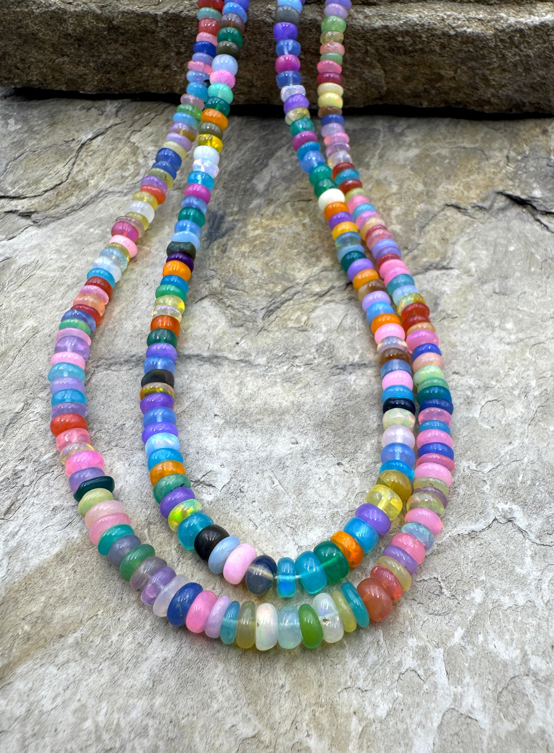 Neon Mixed Color Ethiopian Opal (Dyed) 5mm Rondelle Beads