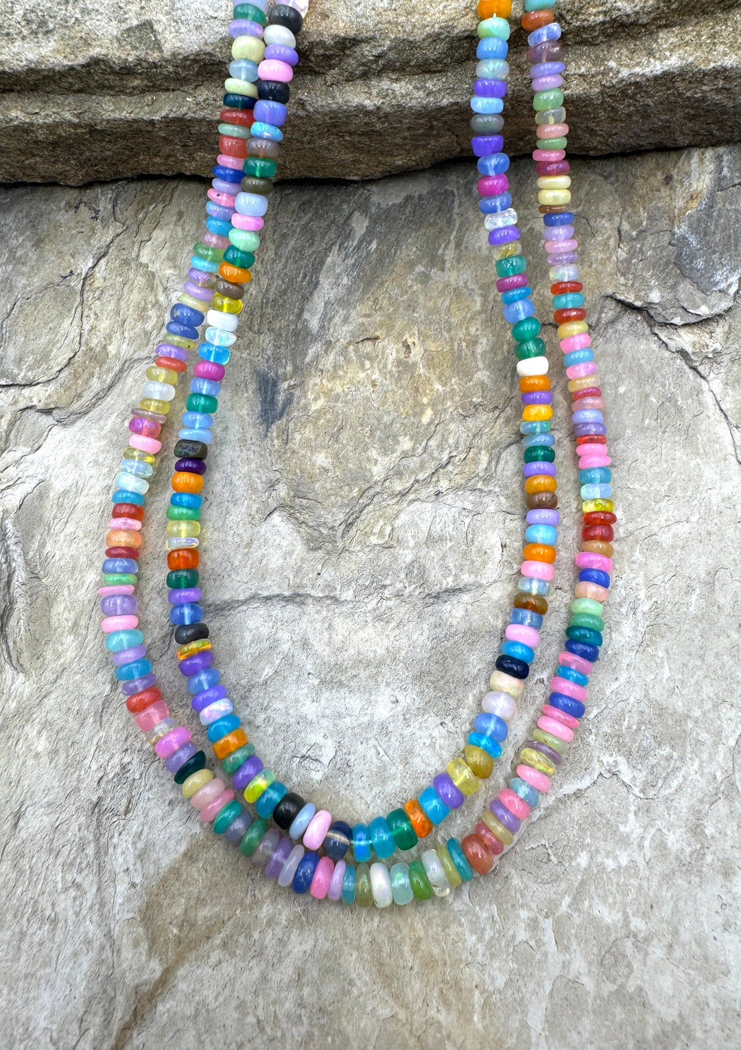 Neon Mixed Color Ethiopian Opal (Dyed) 5mm Rondelle Beads