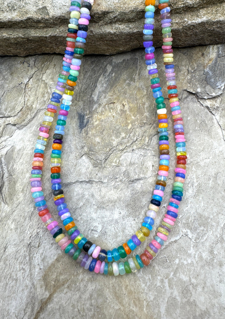 Neon Mixed Color Ethiopian Opal (Dyed) 5mm Rondelle Beads