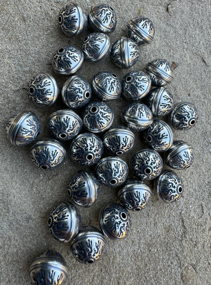 New Design Sterling Silver Handmade Oxidized beads Aztec