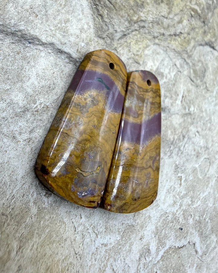 Noreena Jasper (Australia) Matching Earring Slab Bead Pair