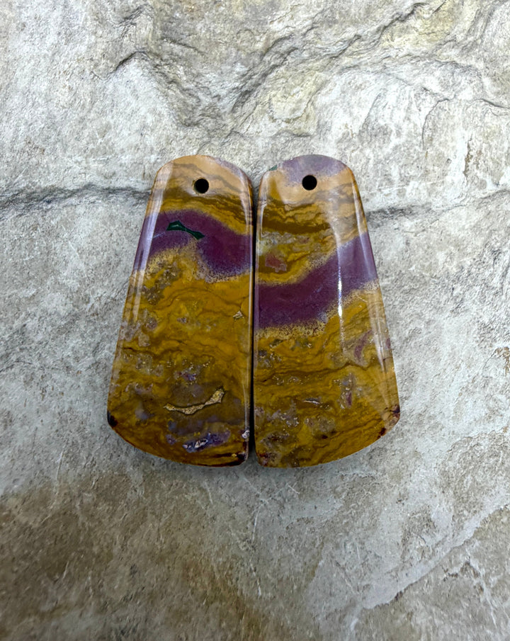 Noreena Jasper (Australia) Matching Earring Slab Bead Pair