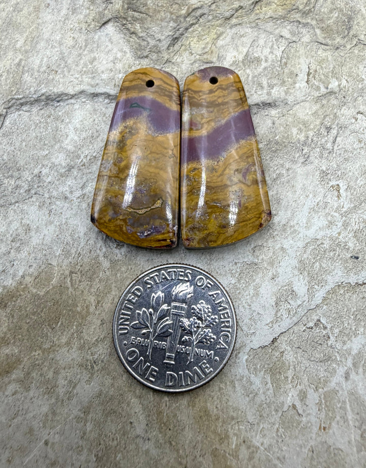 Noreena Jasper (Australia) Matching Earring Slab Bead Pair