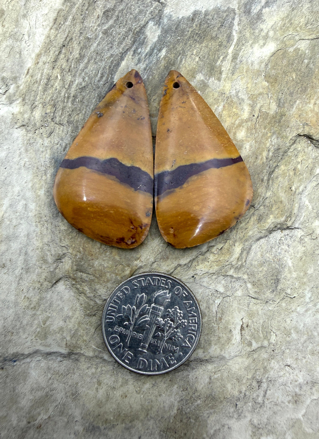 Noreena Jasper (Australia) Matching Earring Slab Bead Pair