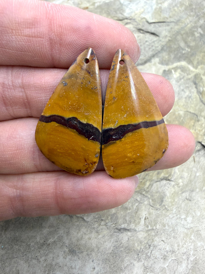 Noreena Jasper (Australia) Matching Earring Slab Bead Pair