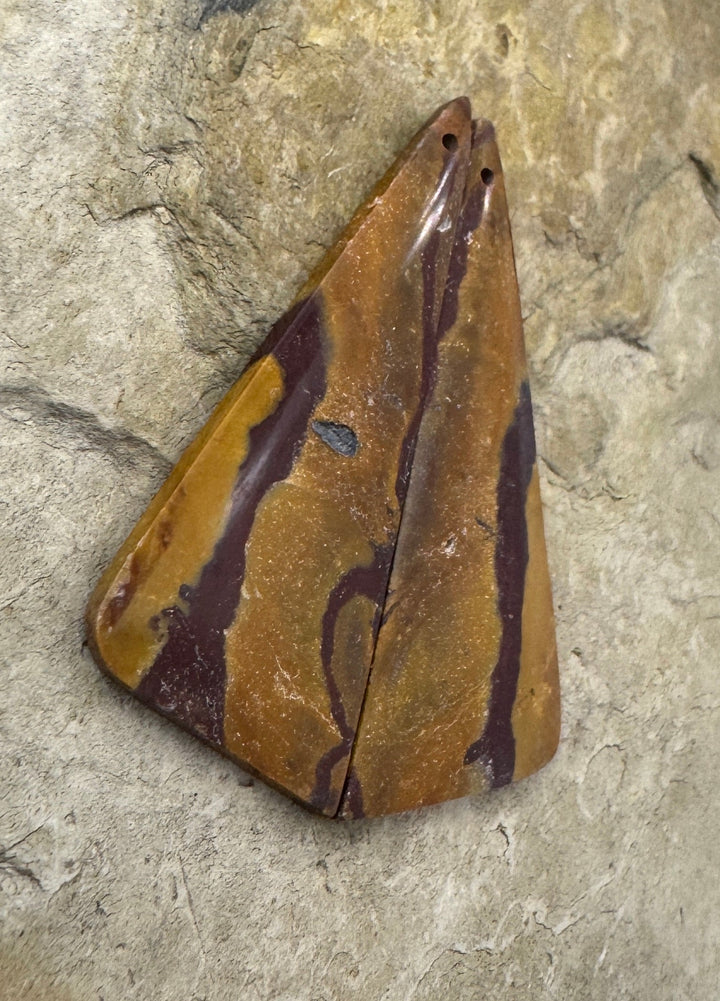 Noreena Jasper Matching BIG Earring Slab Bead Pair 18x46mm