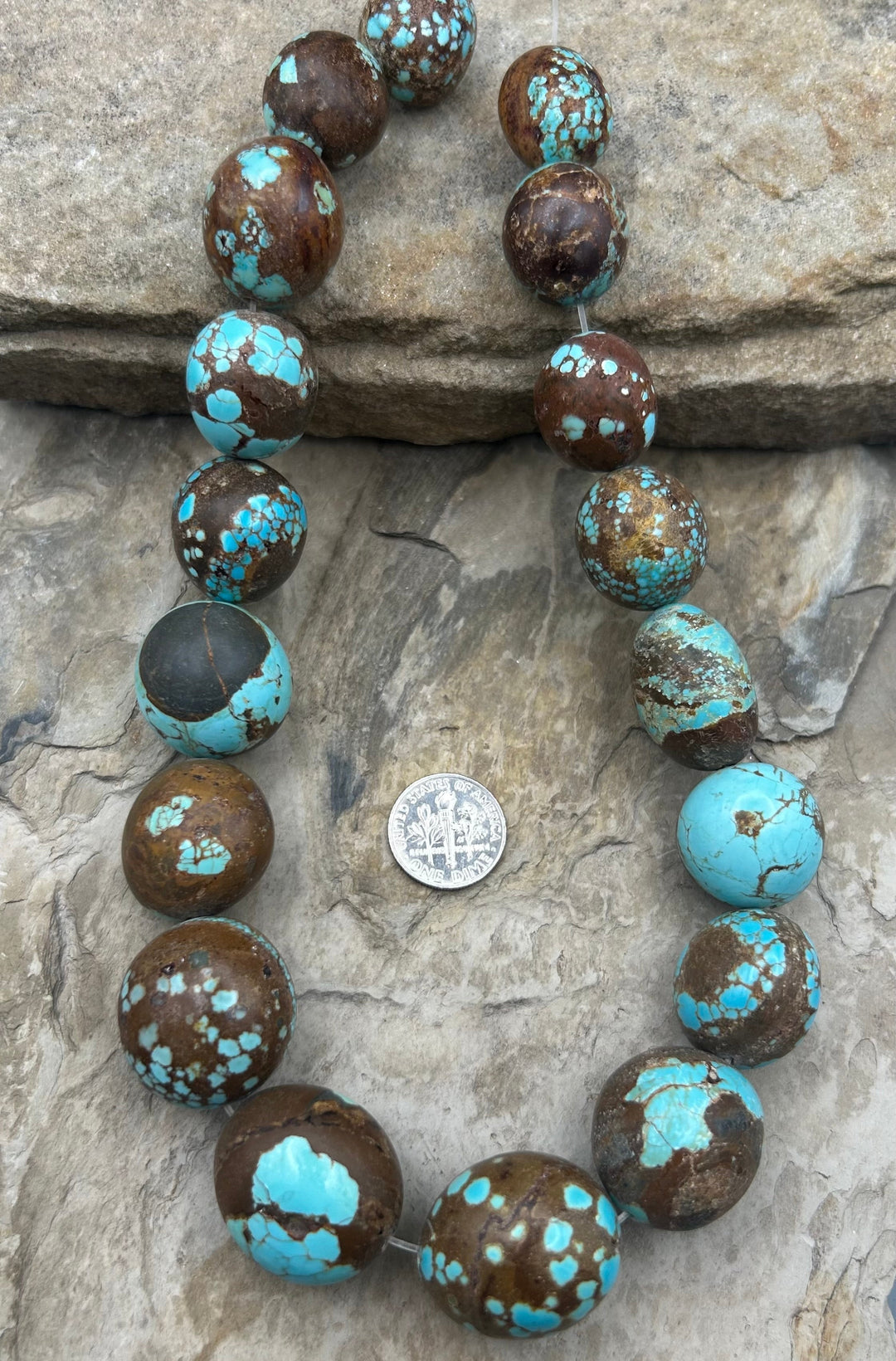 Number 8 Turquoise (Nevada) BIG Rounded Nugget Beads 17x21