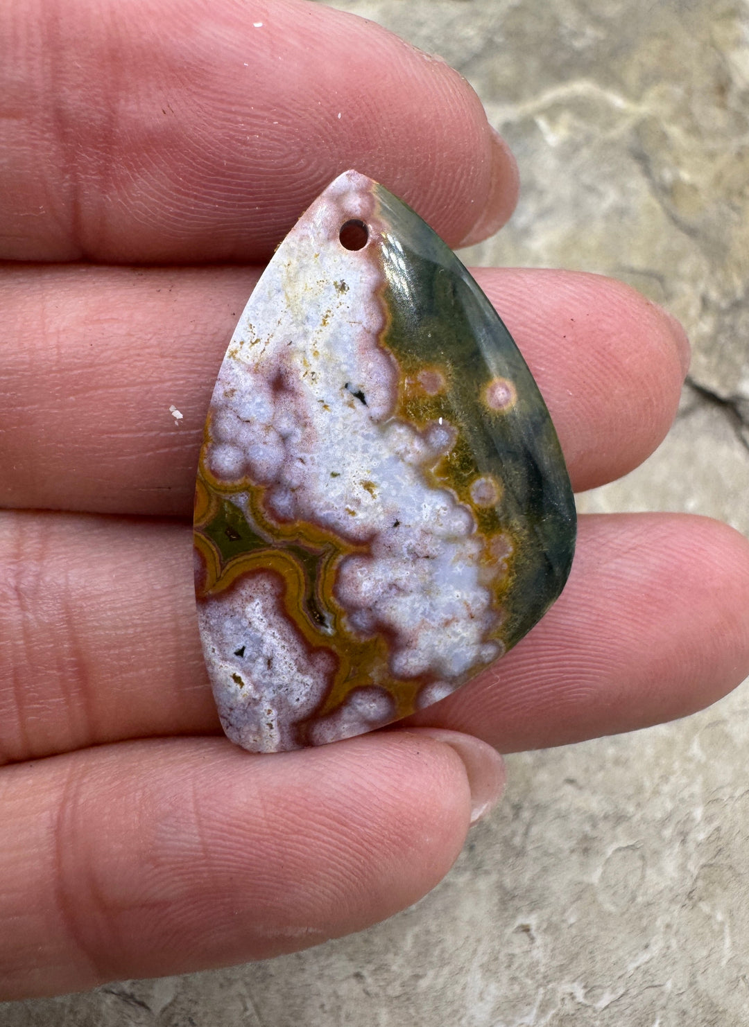 Ocean Jasper Designer Focal Pendant Bead 21x32mm - Ocean