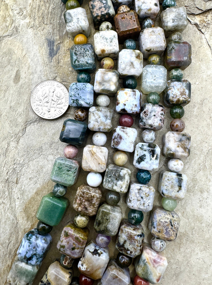 Ocean Jasper Designer Mixed Shape Bead Strand 8 inch Strand