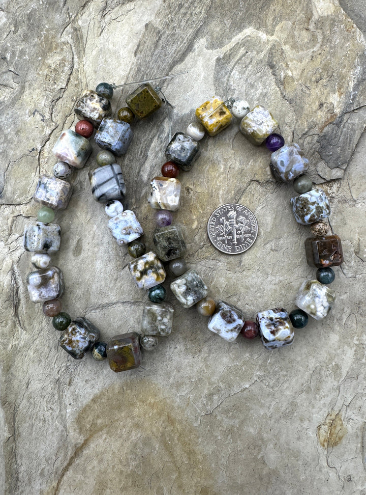 Ocean Jasper Designer Mixed Shape Bead Strand 8 inch Strand