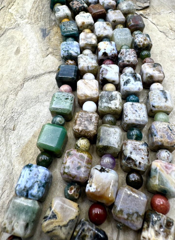 Ocean Jasper Designer Mixed Shape Bead Strand 8 inch Strand
