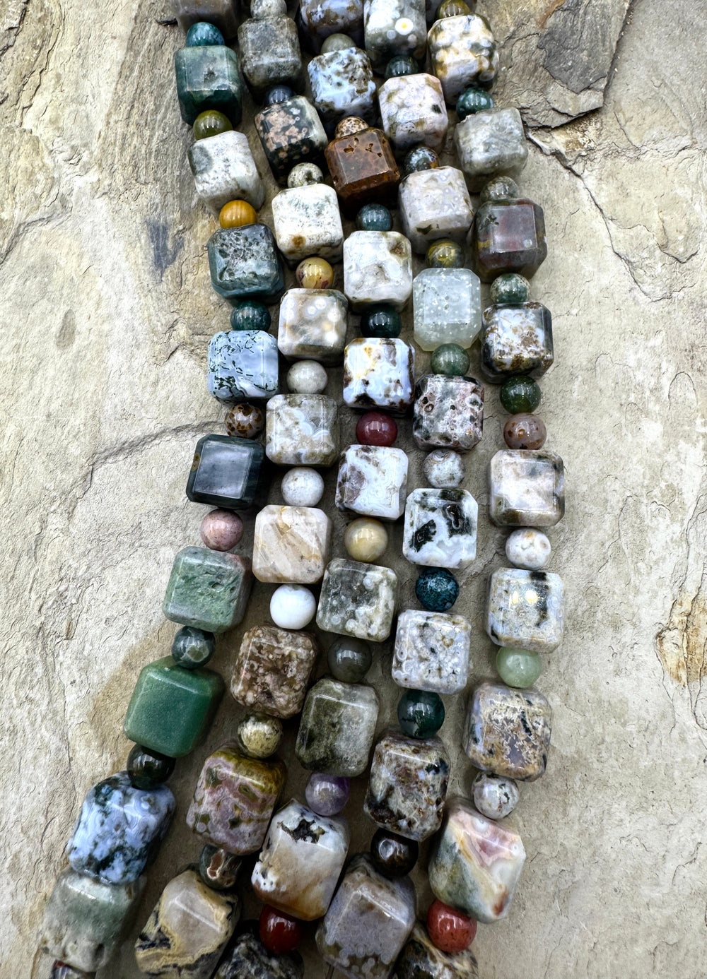 Ocean Jasper Designer Mixed Shape Bead Strand 8 inch Strand