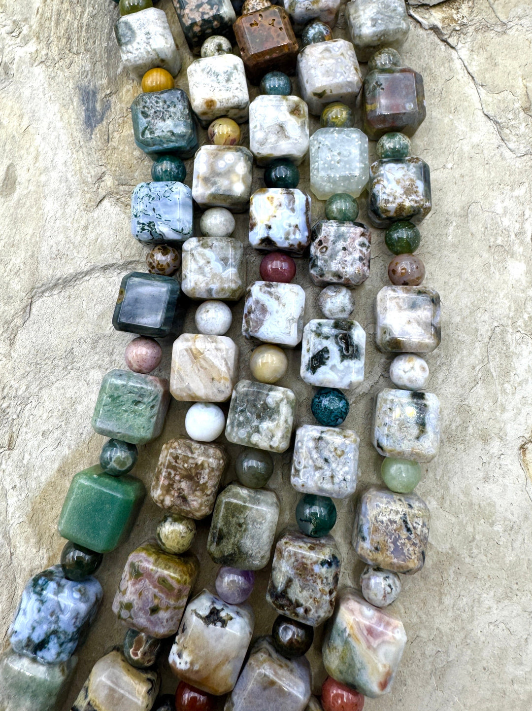 Ocean Jasper Designer Mixed Shape Bead Strand 8 inch Strand