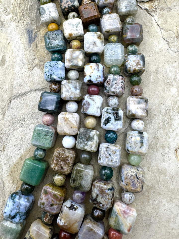 Ocean Jasper Designer Mixed Shape Bead Strand 8 inch Strand
