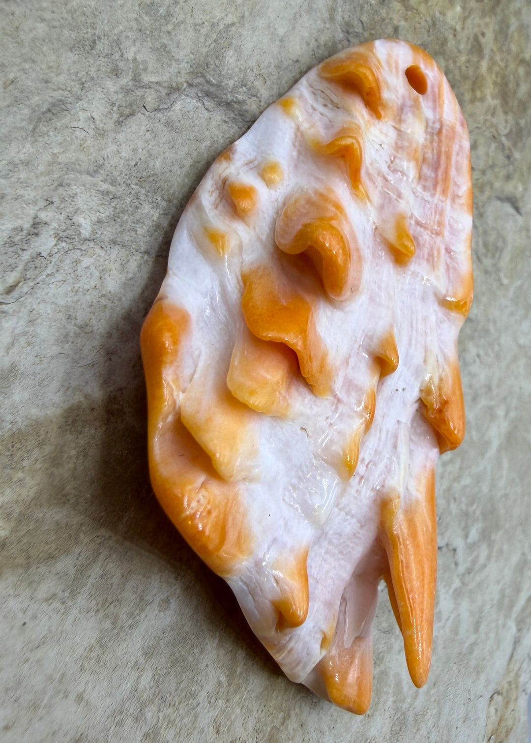 Orange Spiny LARGE Focal Pendant Bead (Large Hole) 40x66mm