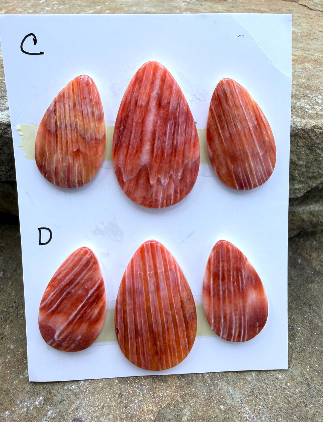 Orange Spiny Oyster 3 Piece Focal Bead Set (Side Drilled)