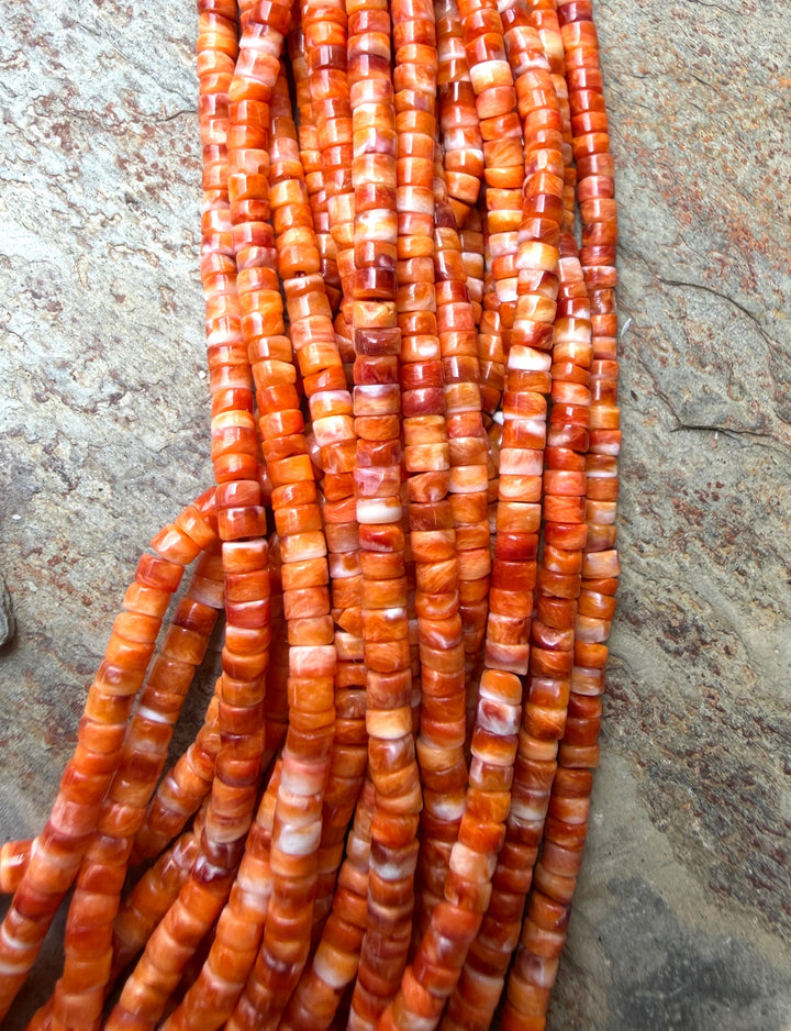Orange Spiny Oyster 3mm Heishi Beads One 16 Inch Strand