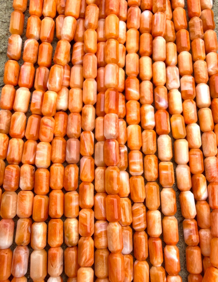 Orange Spiny Oyster 3x6mm Tubelet Beads One 16 Inch Strand