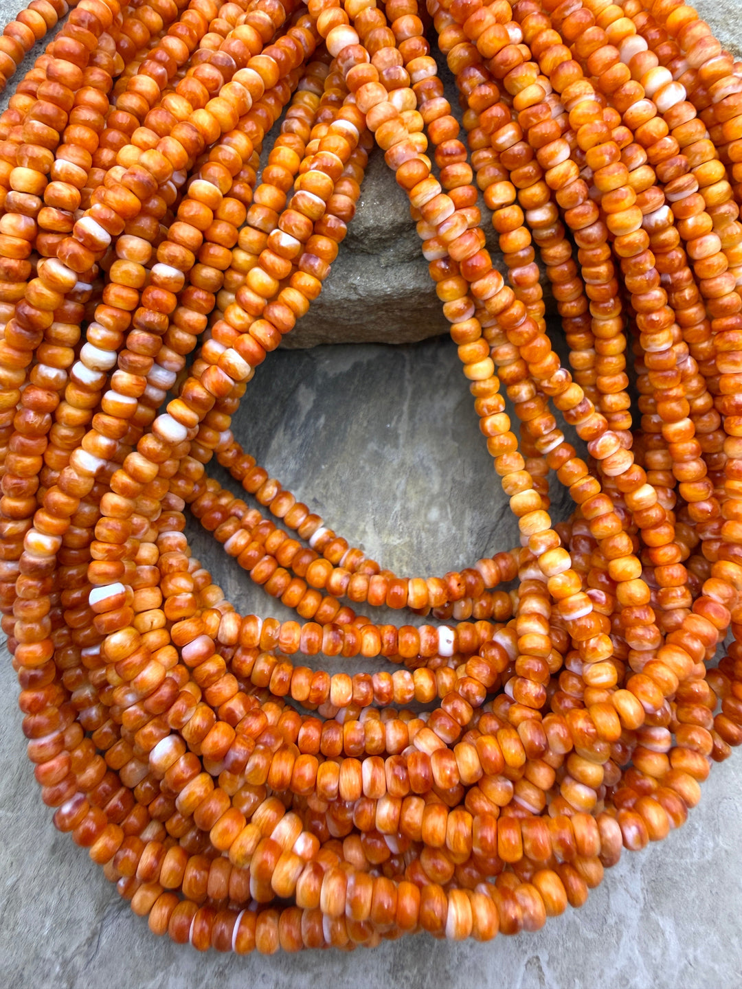 Orange Spiny Oyster 4mm Rondelle Beads One 16 Inch Strand