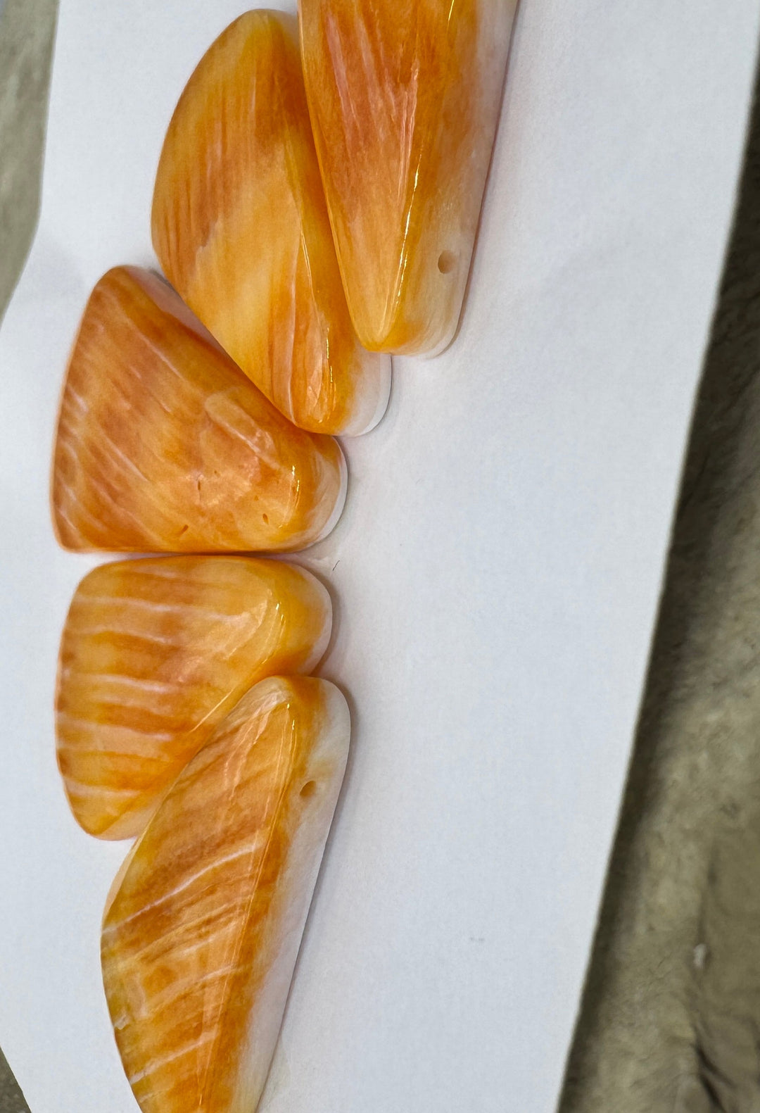 Orange Spiny Oyster 5 Bead Focal Set - Spiny Oyster Shell