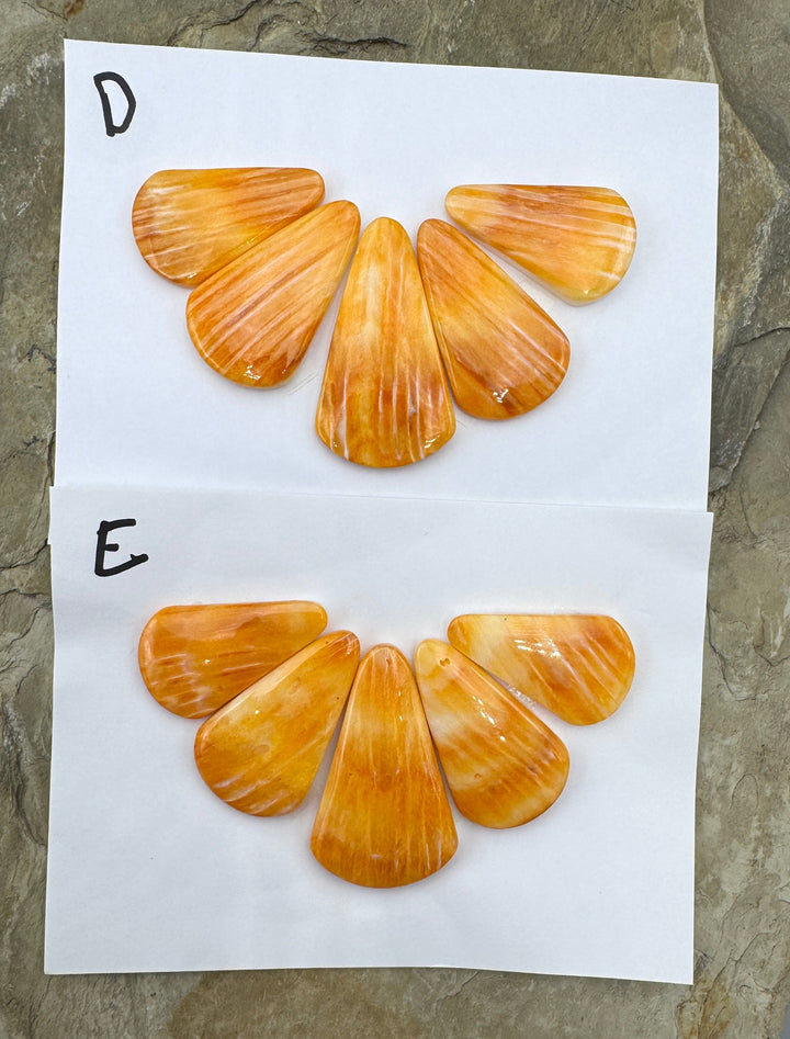 Orange Spiny Oyster 5 Bead Focal Set - Spiny Oyster Shell