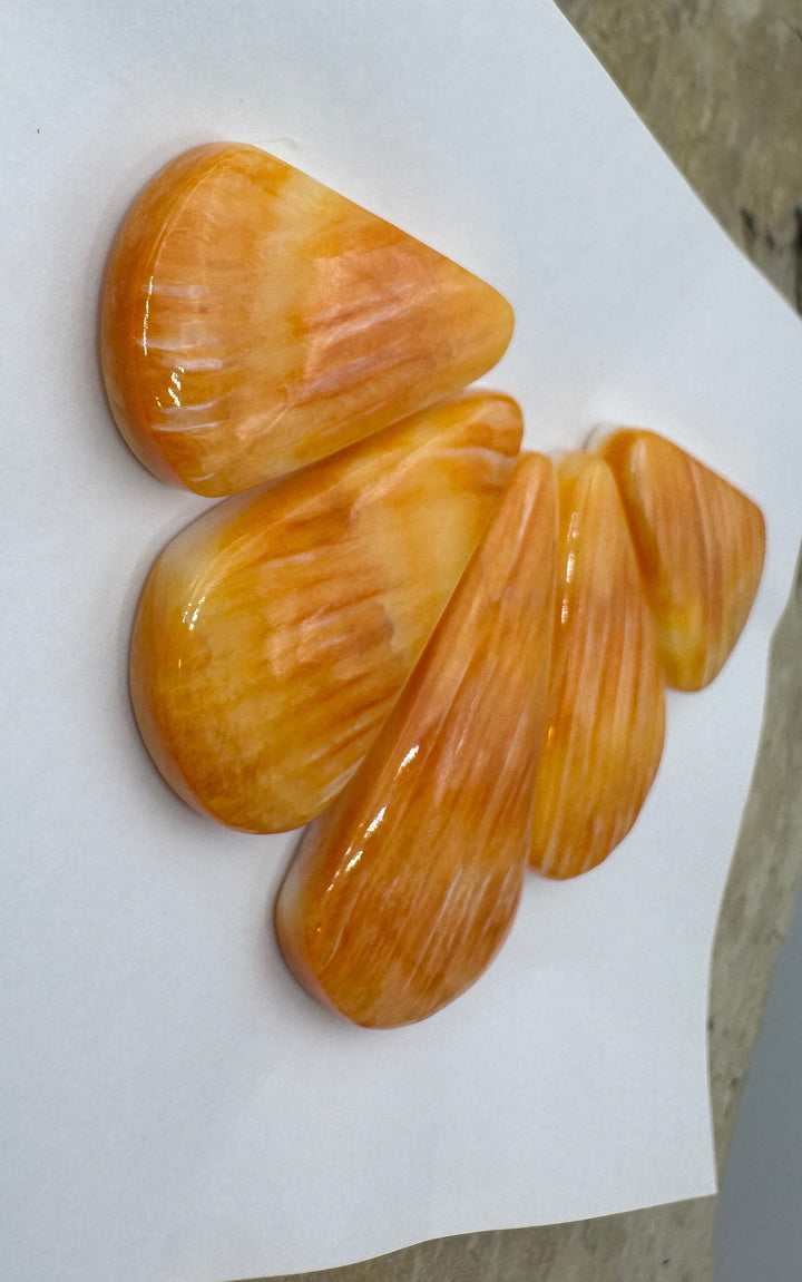 Orange Spiny Oyster 5 Bead Focal Set - Spiny Oyster Shell