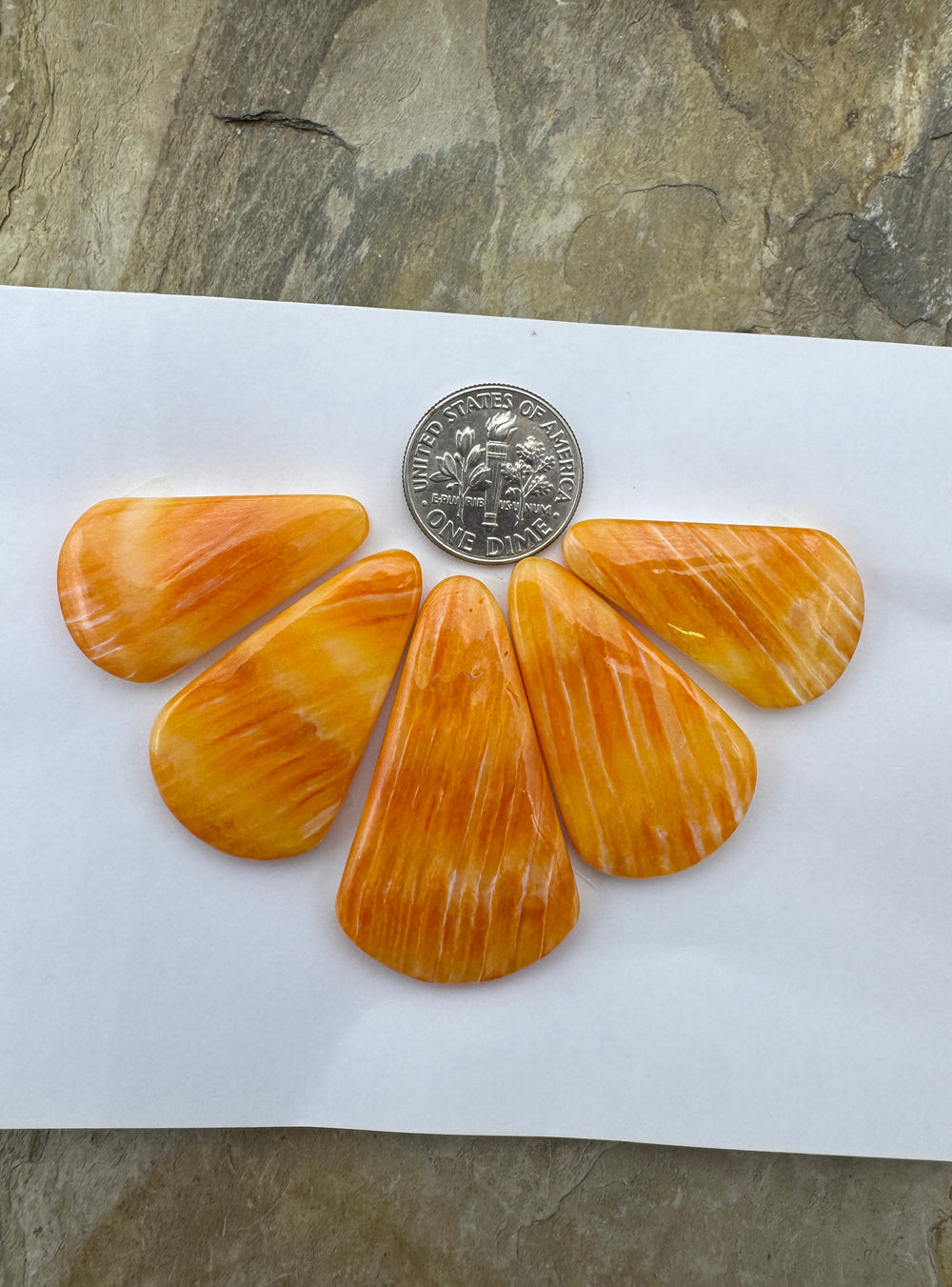 Orange Spiny Oyster 5 Bead Focal Set - Spiny Oyster Shell