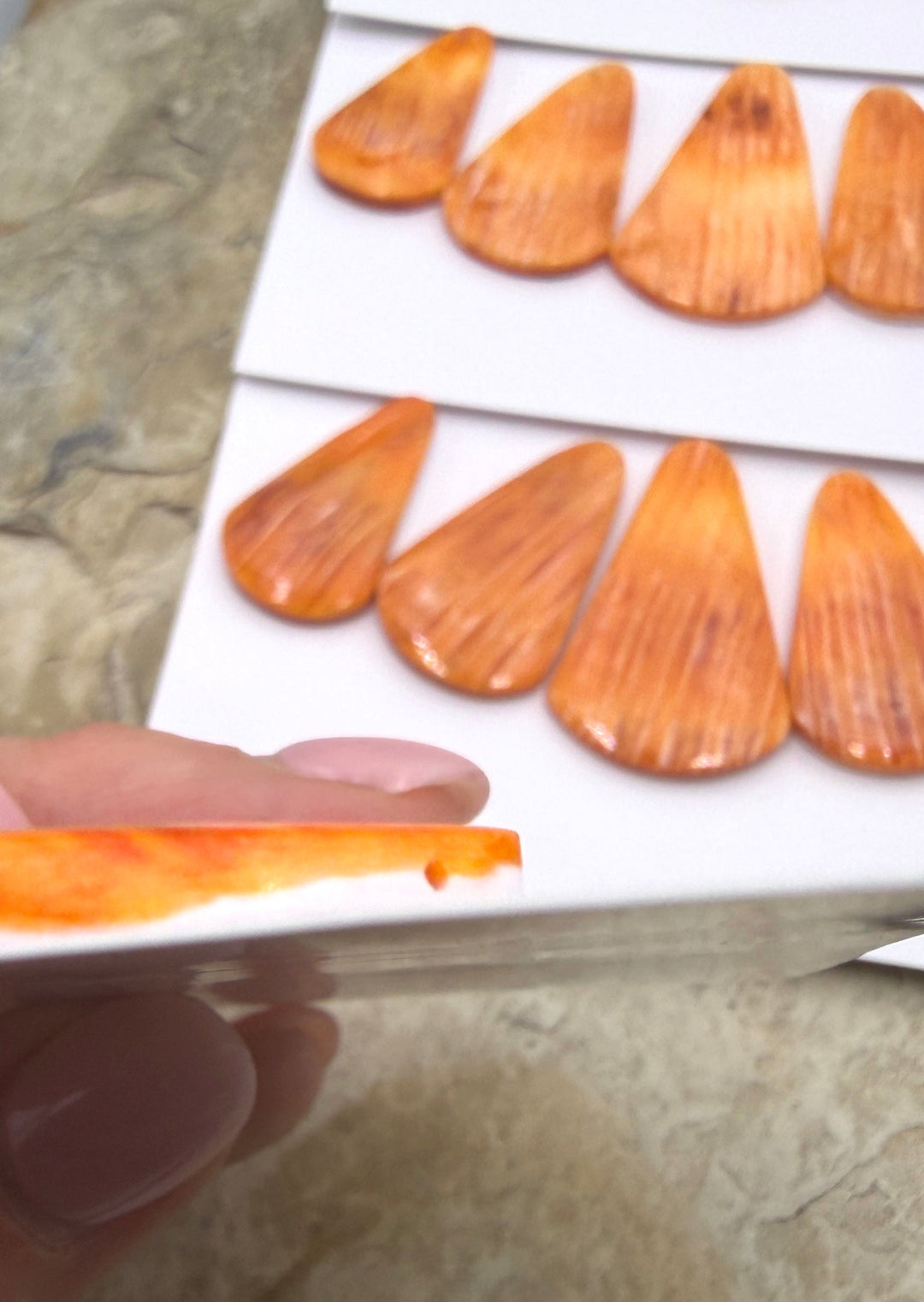 Orange Spiny Oyster 5 Piece Focal Bead Set (side Drilled)