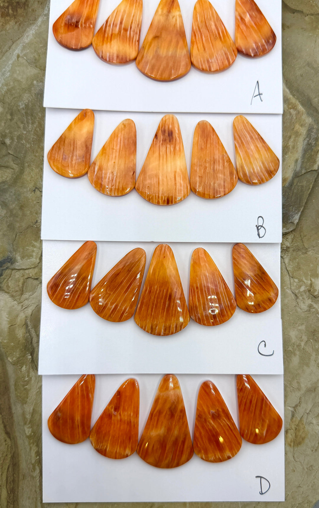 Orange Spiny Oyster 5 Piece Focal Bead Set (side Drilled)