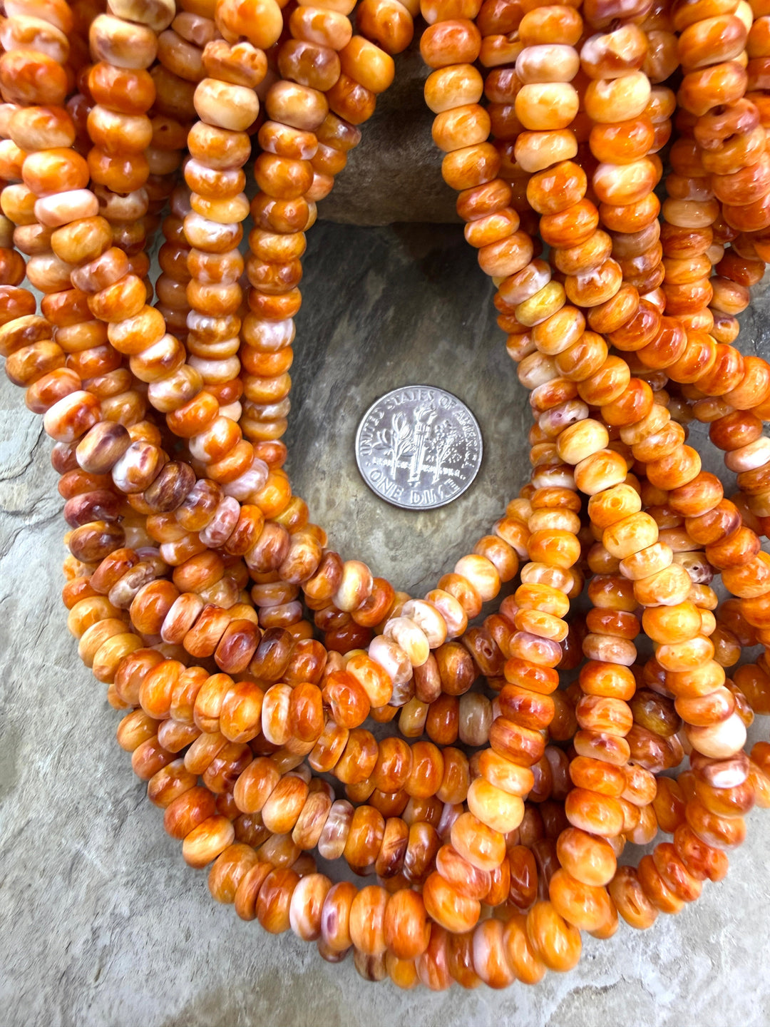 Orange Spiny Oyster 6mm Rondelle Beads One 16 Inch Strand