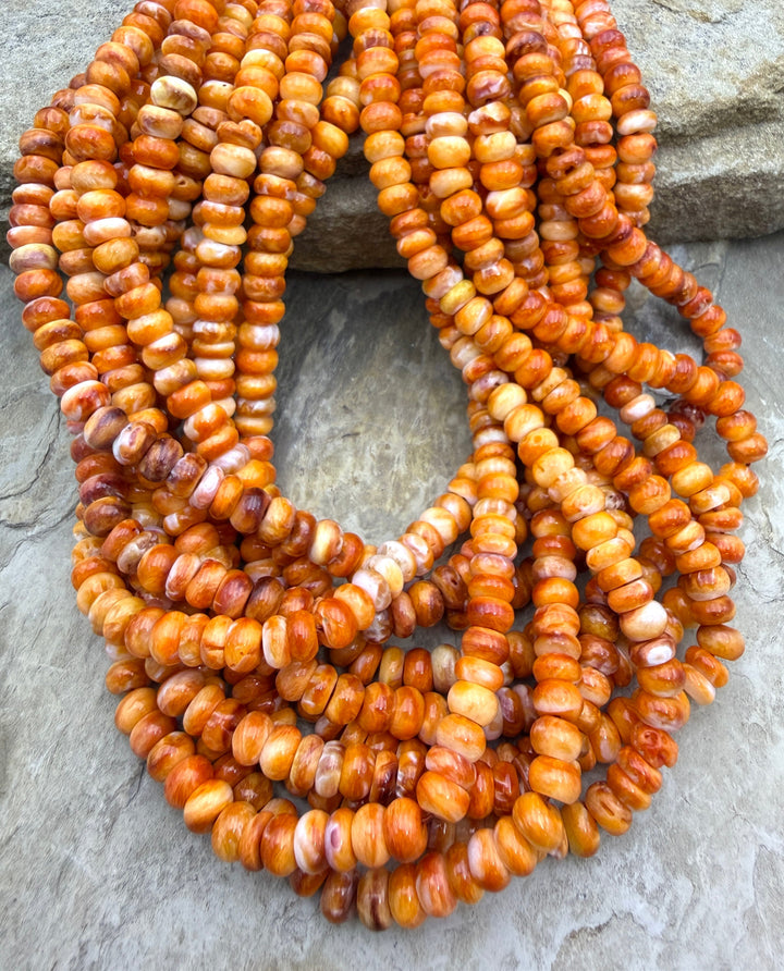 Orange Spiny Oyster 6mm Rondelle Beads One 16 Inch Strand