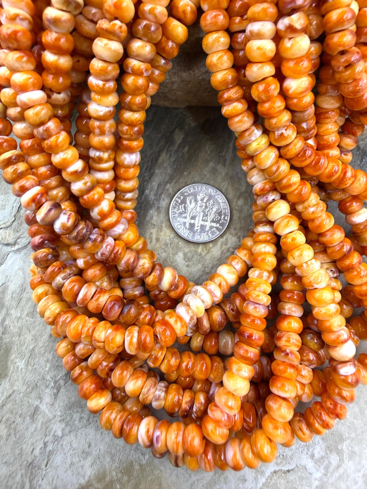 Orange Spiny Oyster 6mm Rondelle Beads One 16 Inch Strand