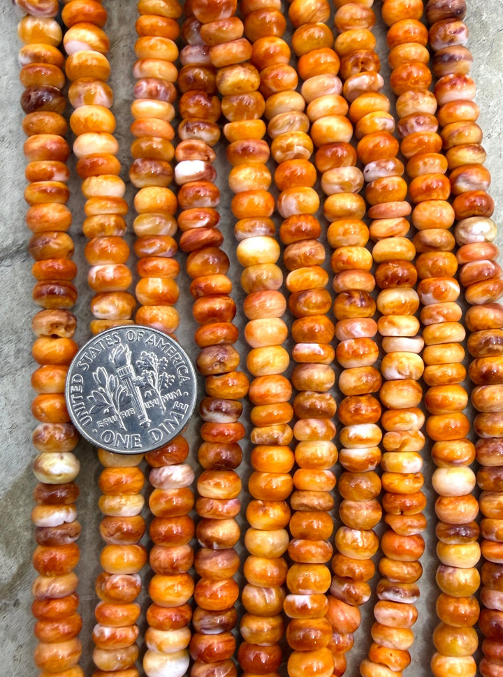 Orange Spiny Oyster 6mm Rondelle Beads One 16 Inch Strand