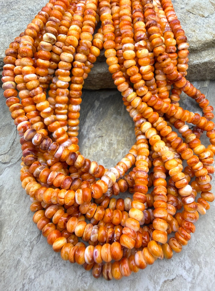Orange Spiny Oyster 6mm Rondelle Beads One 16 Inch Strand