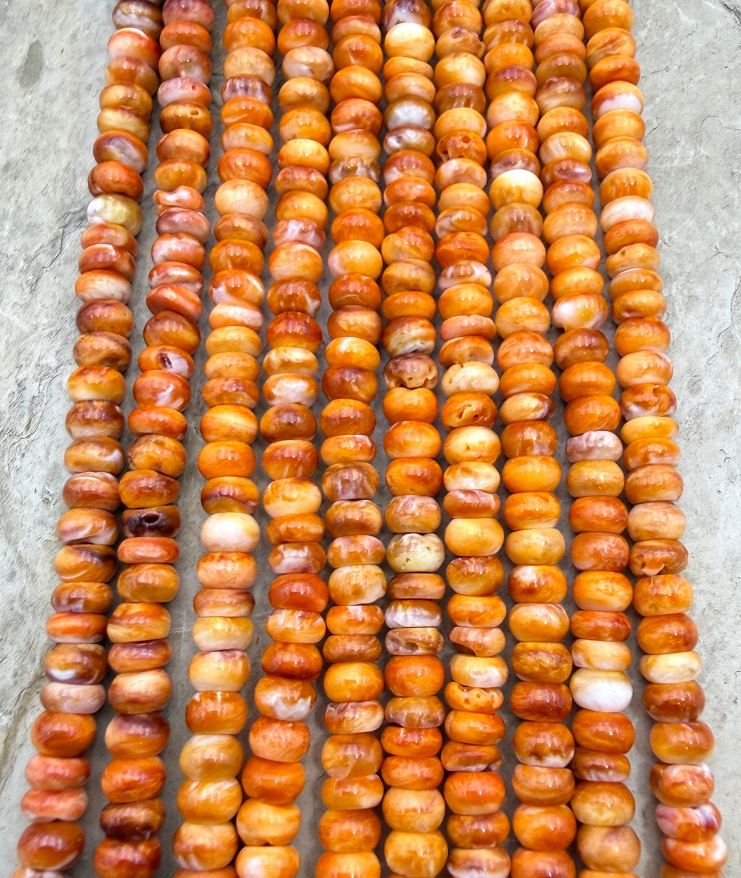 Orange Spiny Oyster 6mm Rondelle Beads One 16 Inch Strand