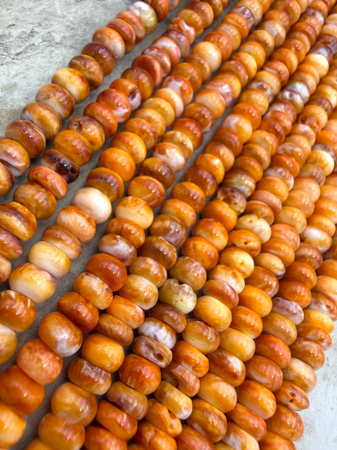 Orange Spiny Oyster 6mm Rondelle Beads One 16 Inch Strand