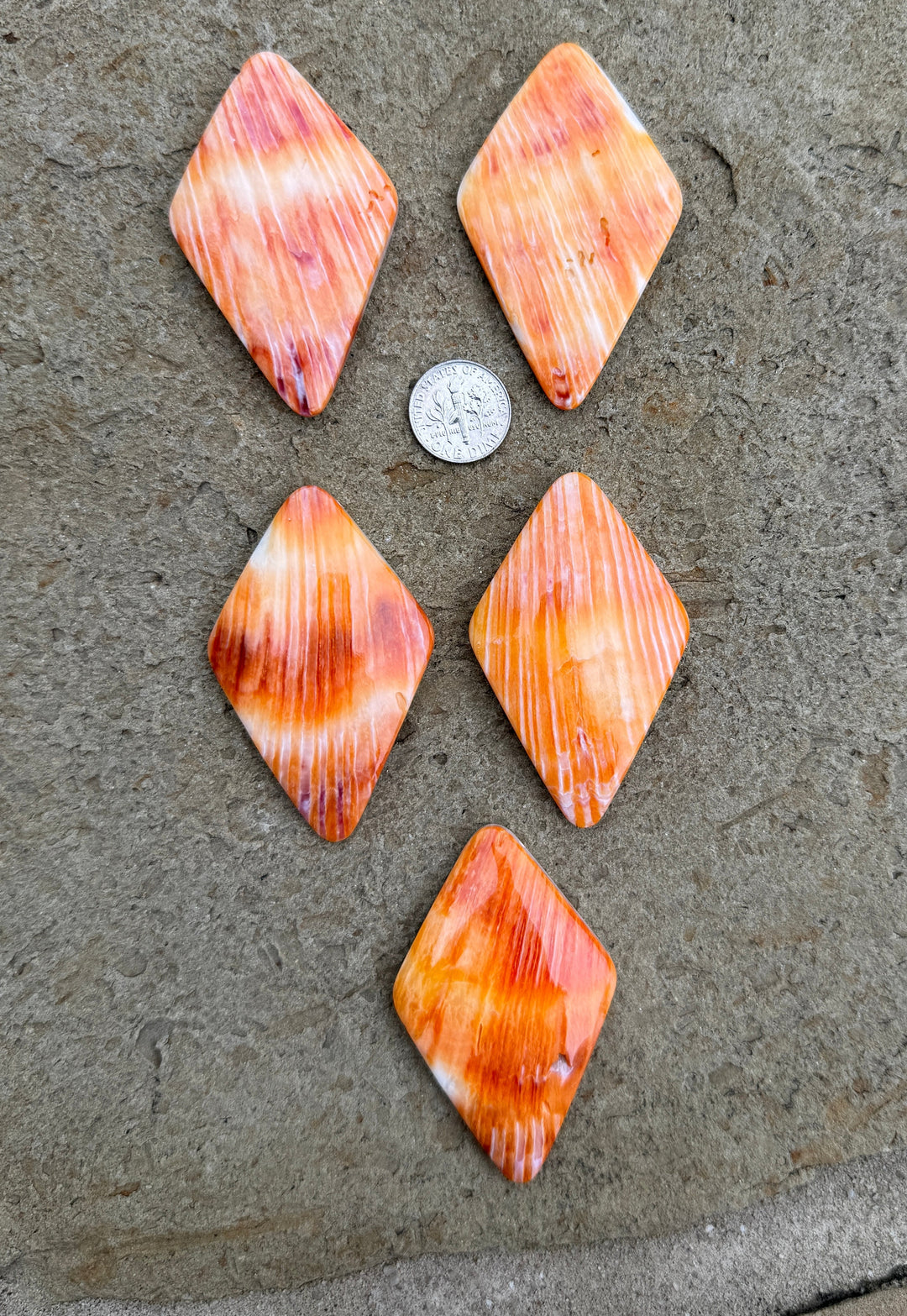 Orange Spiny Oyster BIG Diamond Shaped Focal Pendant Beads