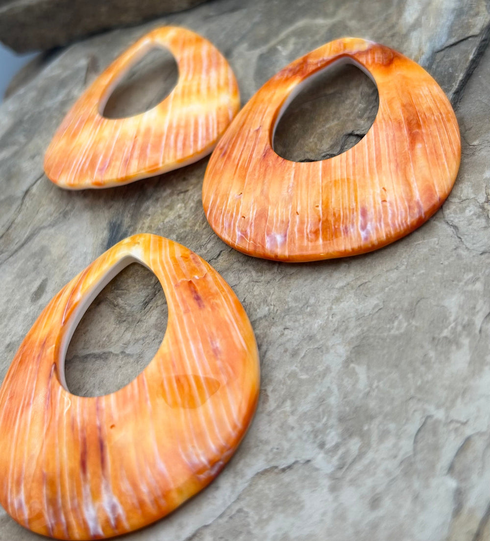 Orange Spiny Oyster BIG Teardrop Shapped Focal Pendant