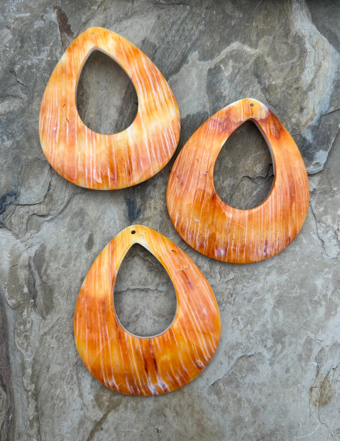 Orange Spiny Oyster BIG Teardrop Shapped Focal Pendant