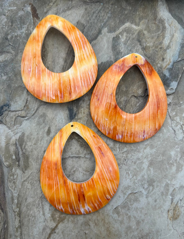 Orange Spiny Oyster BIG Teardrop Shapped Focal Pendant