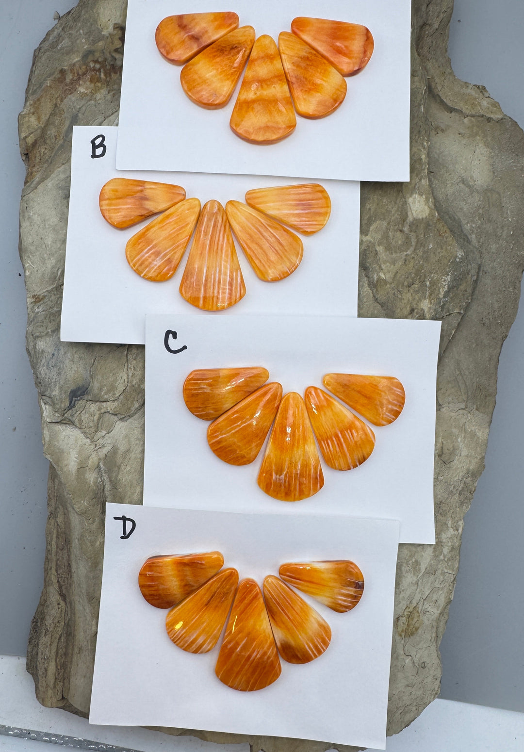 Orange Spiny Oyster Focal 5 Bead Set Select One Set - Spiny