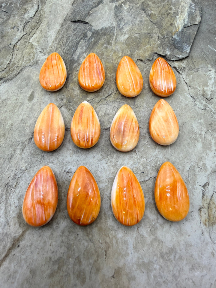 Orange Spiny Oyster Focal Pendant Bead 15x25mm Side Drilled