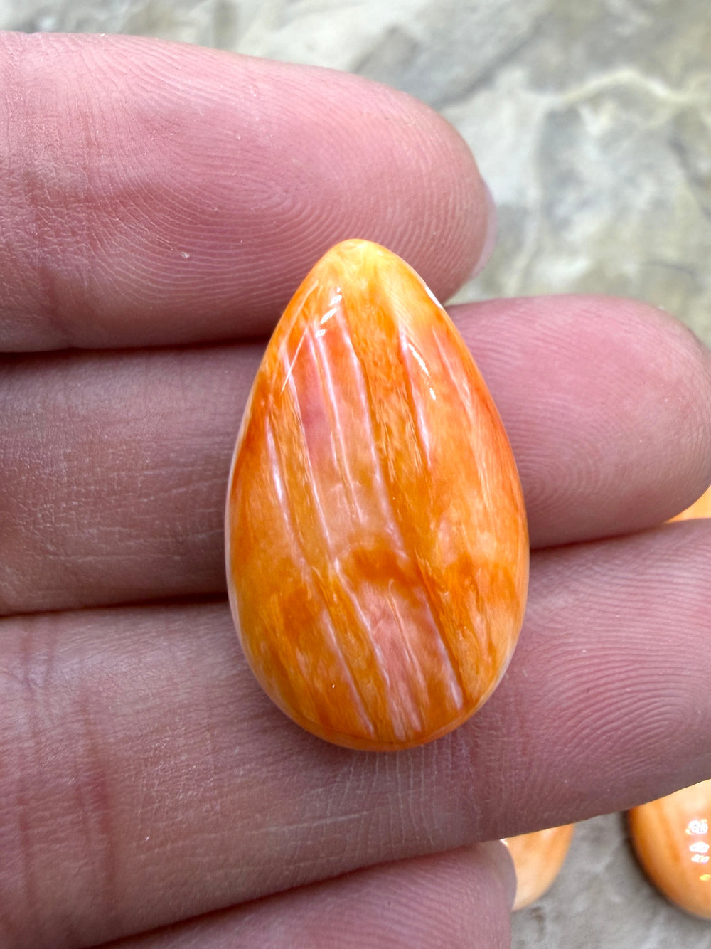 Orange Spiny Oyster Focal Pendant Bead 15x25mm Side Drilled