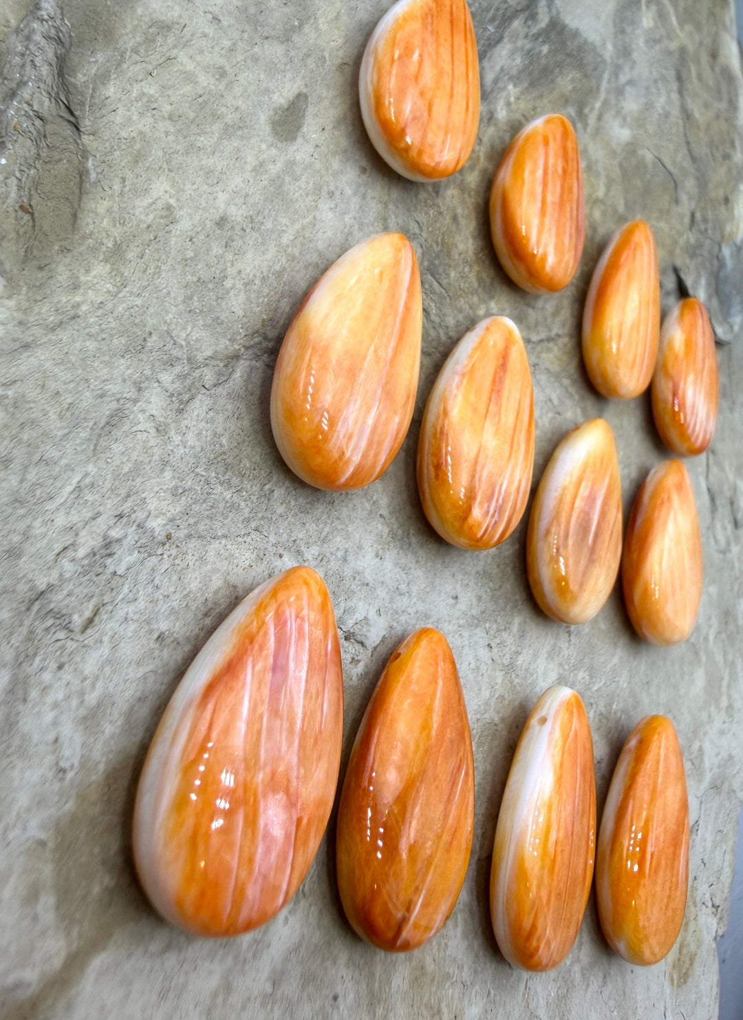 Orange Spiny Oyster Focal Pendant Bead 15x25mm Side Drilled