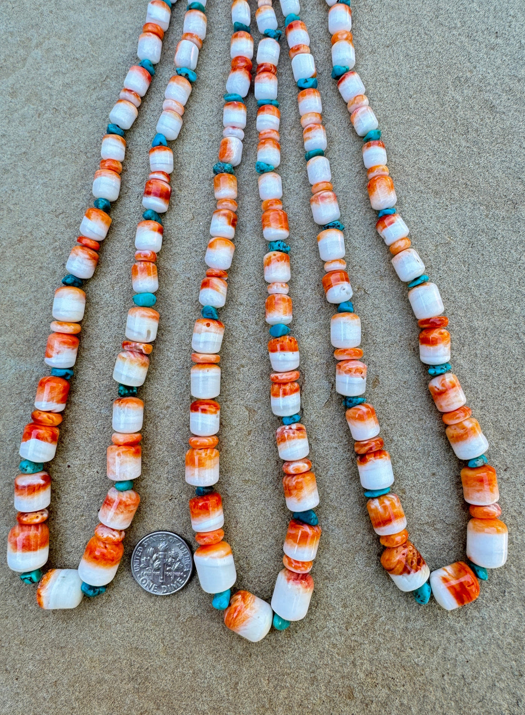 Orange Spiny Oyster Graduated Designer Bead Strand