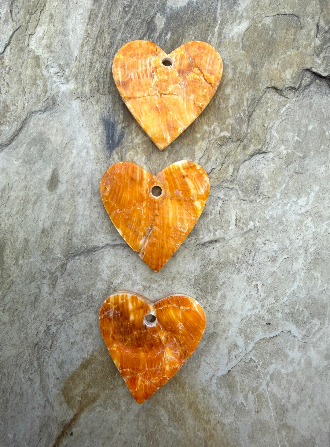 Orange Spiny Oyster Heart Focal Pendant Bead (Large Hole)