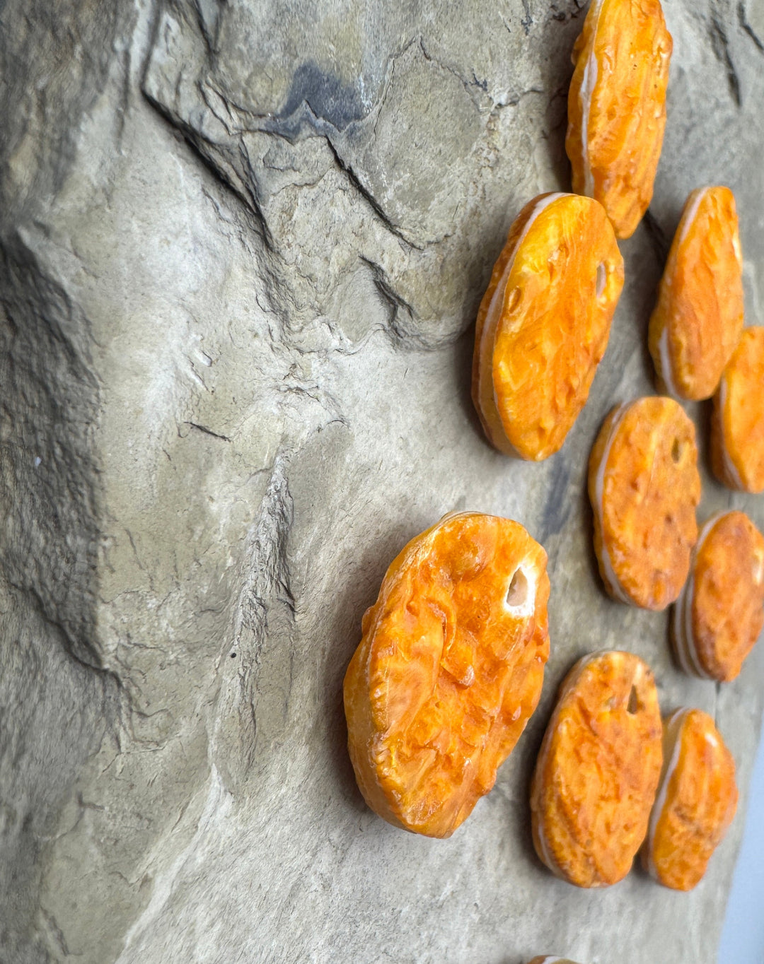 Orange Spiny Oyster Round Large Hole Focal Bead 24mm