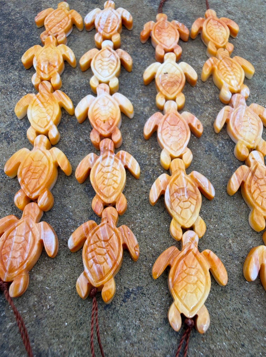 Orange Spiny Oyster Shell Turtle Beads 15x20mm Strand of 5