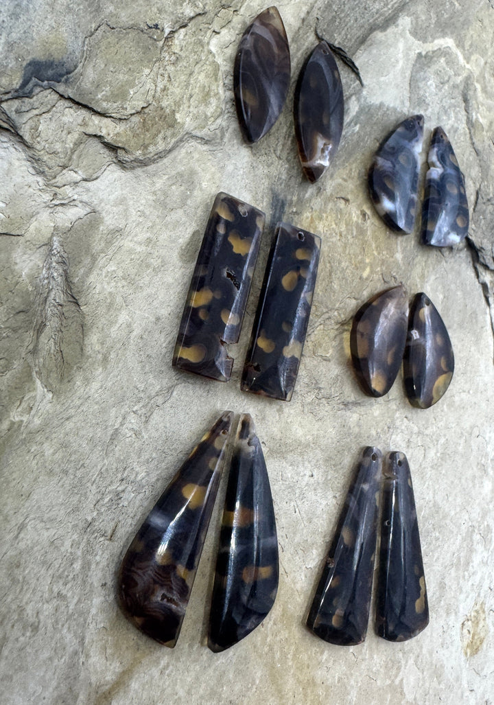 Orbicular Agate BIG (Indonesia) Earring Slab Bead Pair