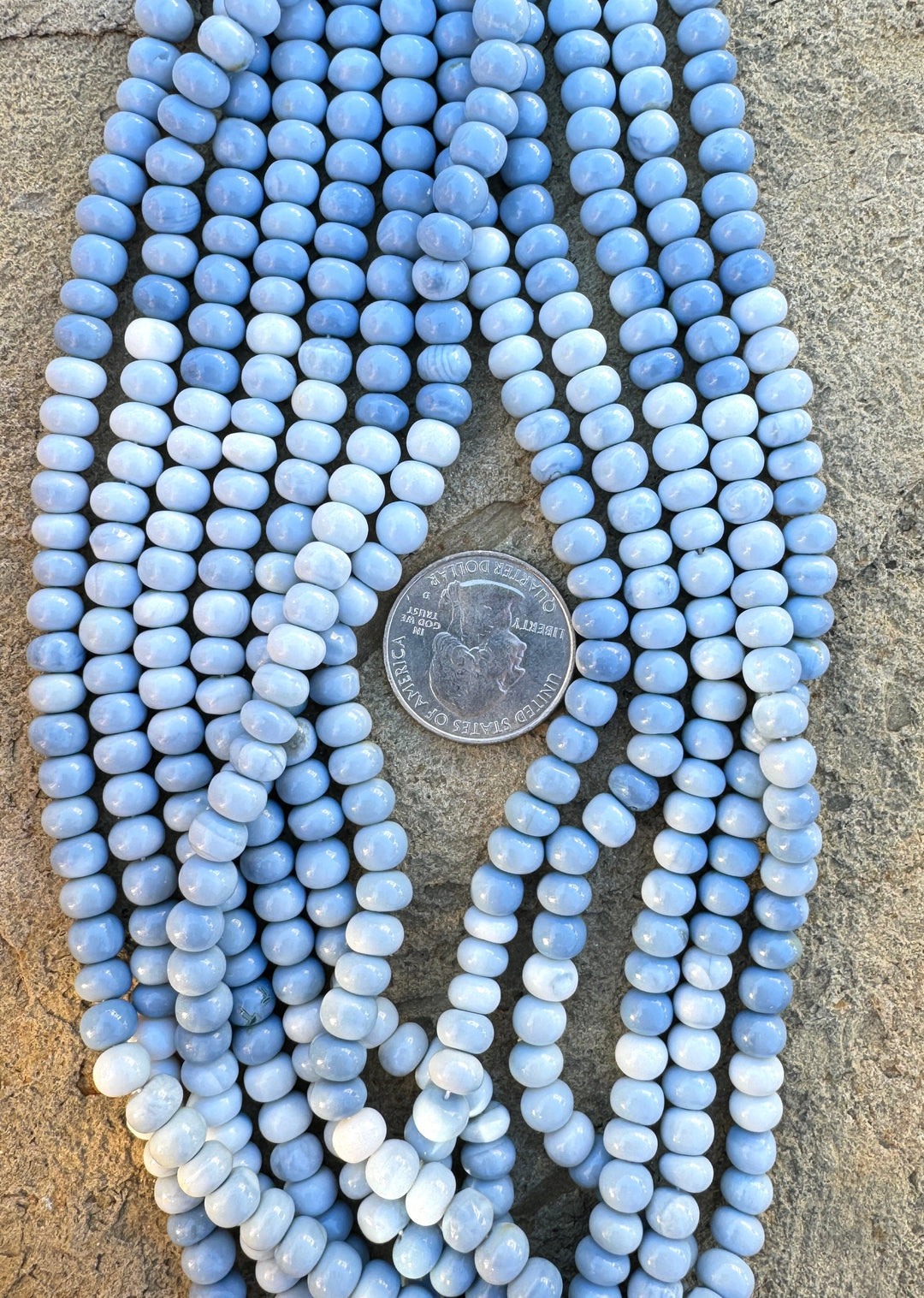 Owyhee Blue Opal (Oregon) 7mm Rondell Shaped Beads (16 inch